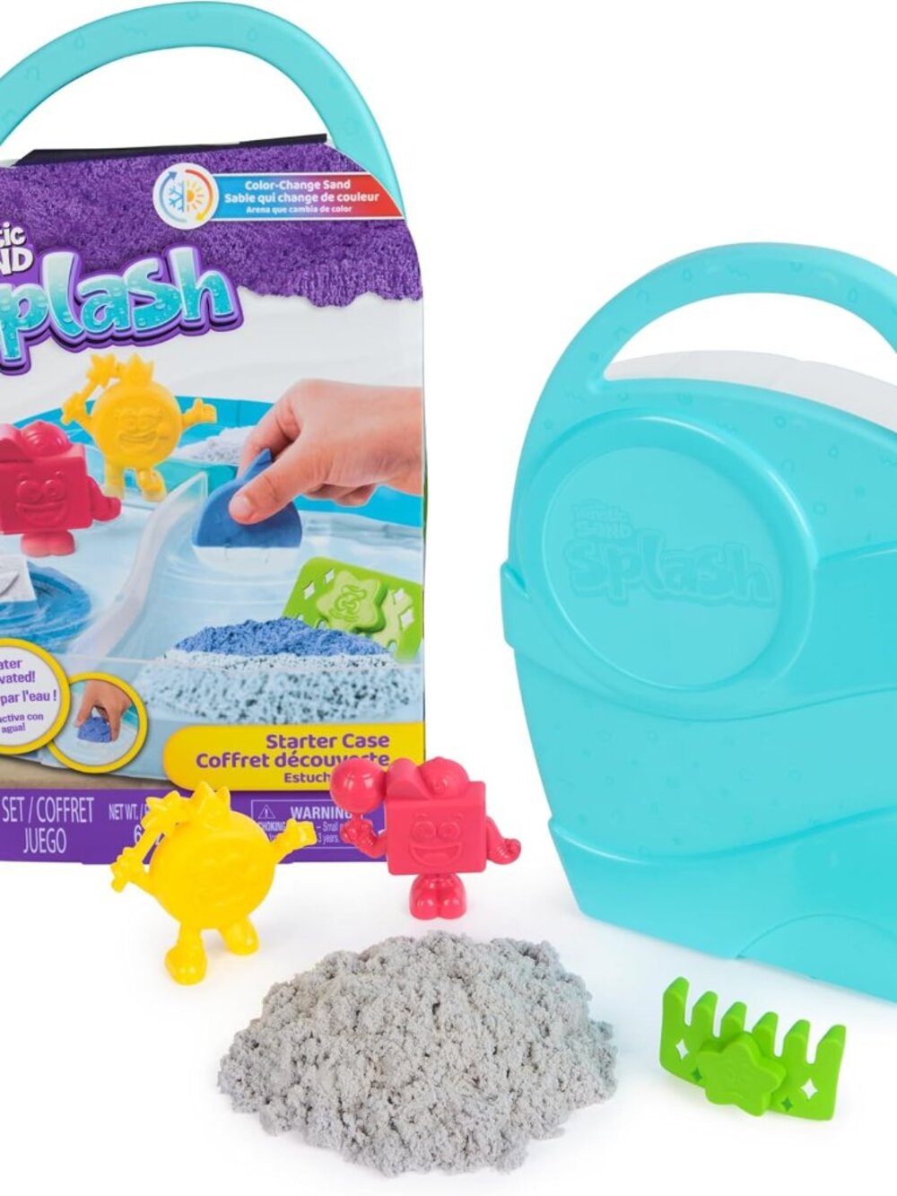 Kinetic Sand Splash Starter Case Color Change Sand Play Set Ages 3+ Toy